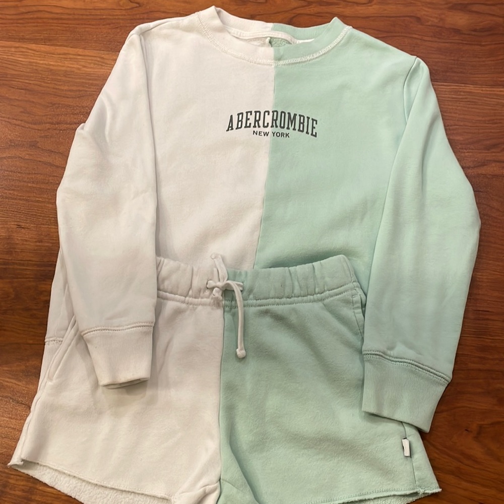 Abercrombie Kids Sweatshirt/shorts set. Shirt size 7-8, shorts size 5-6.